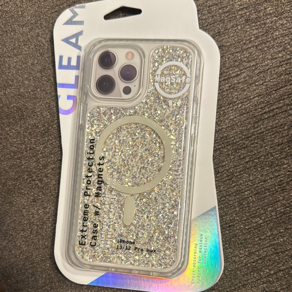 Silver Glitter Liquid iPhone Case with Protective Bumpers